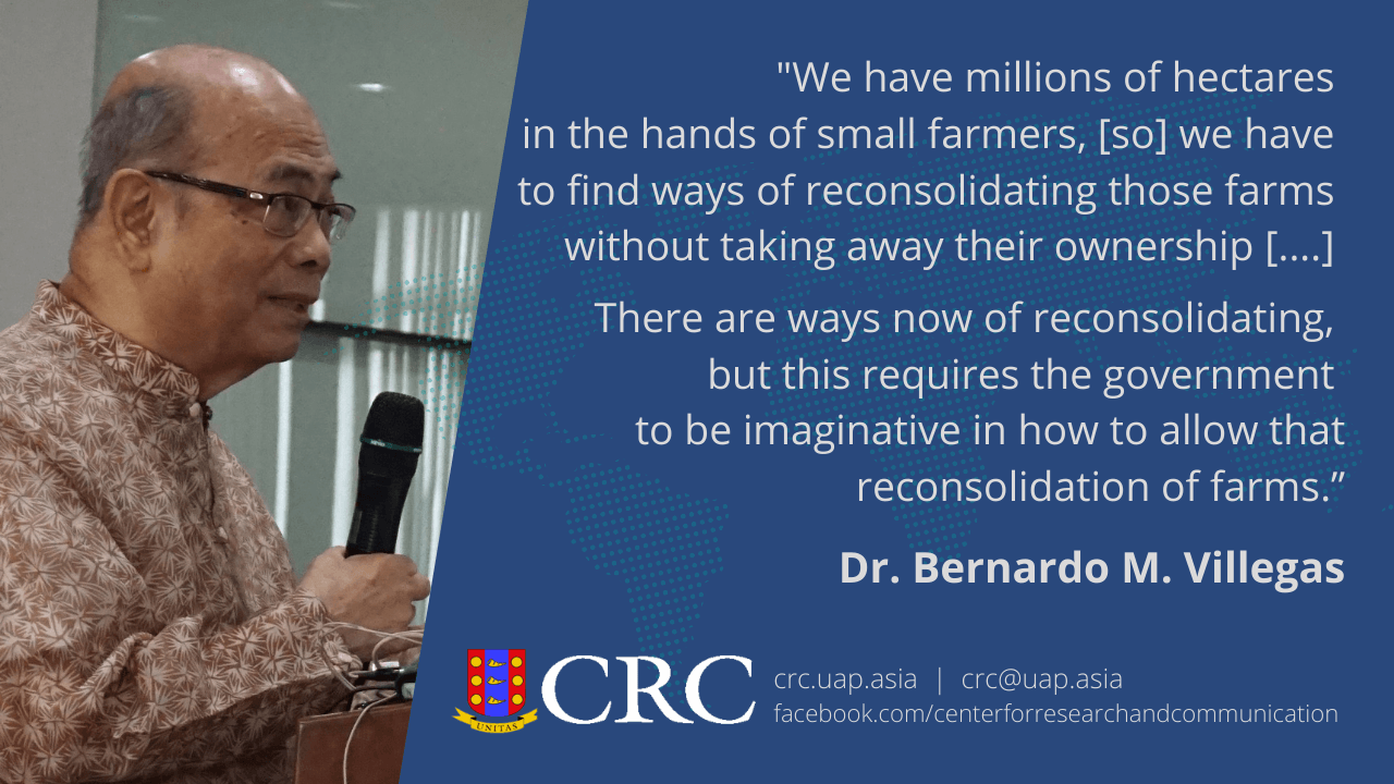 Villegas says co-operatives, smallholder consolidation schemes could be keys to efficient agricultural production