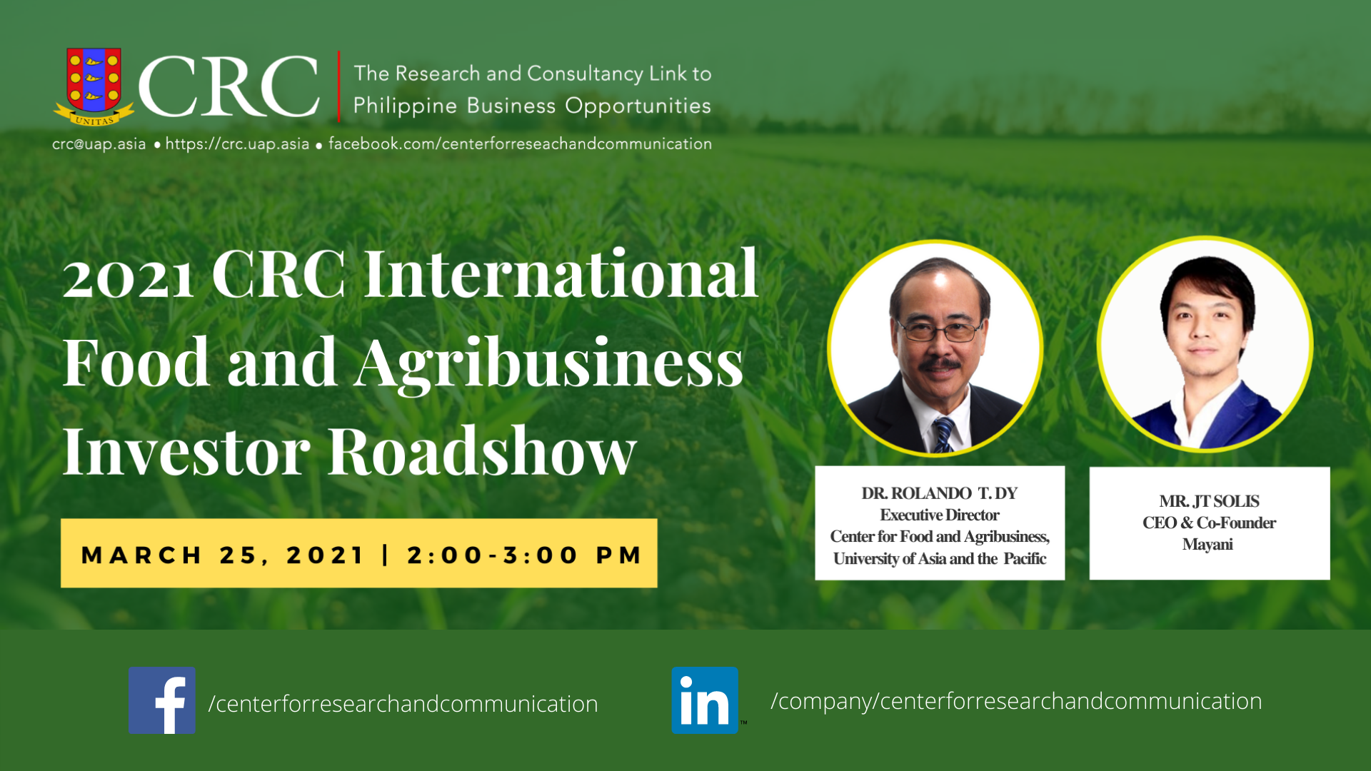 VIDEO — CRC holds its 2021 International Food and Agribusiness Investor Roadshow